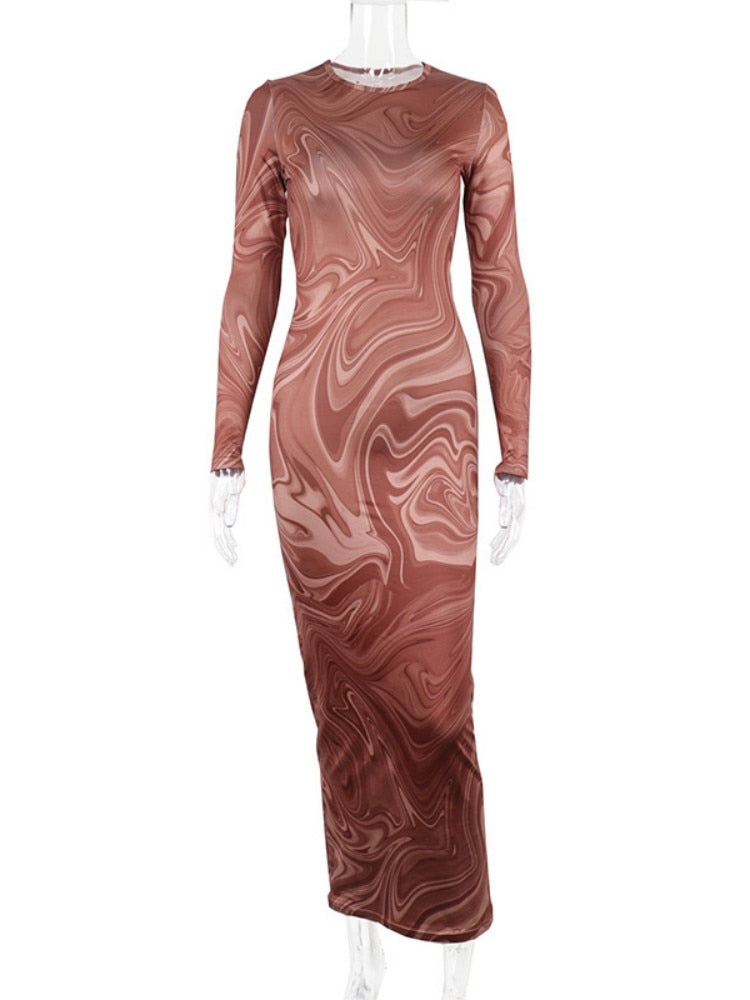 Long Sleeve Ruched Bodycon Midi Dress