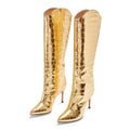 Gold Pointed Toe Stiletto Boots