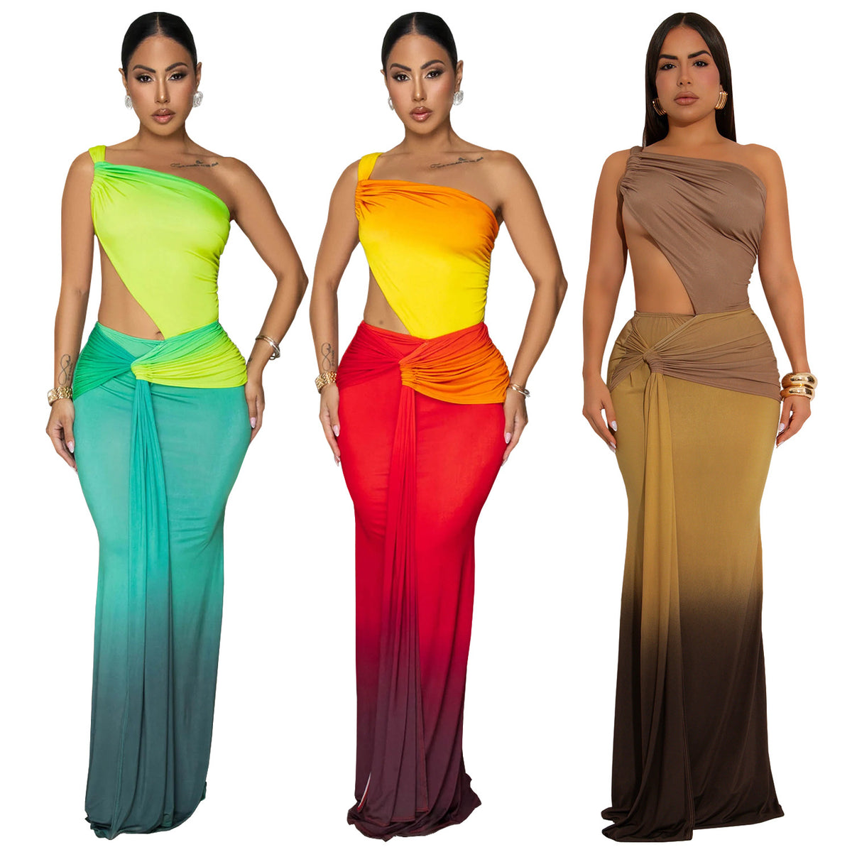 Women's Summer Sexy Off-the-Shoulder Gradient Dress