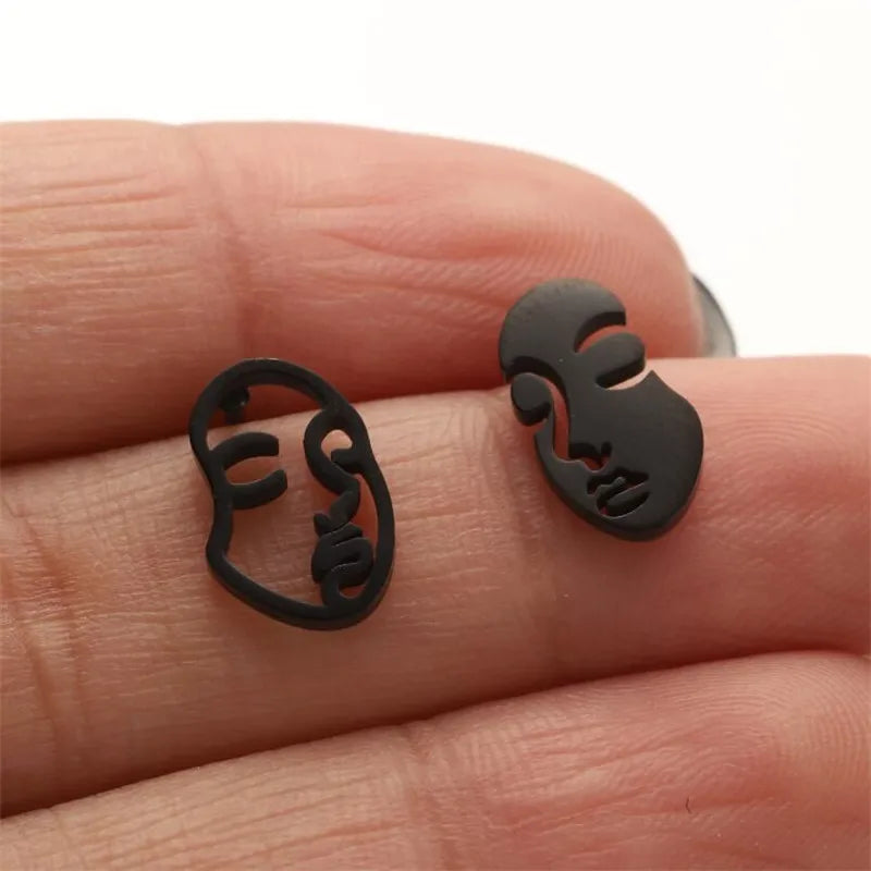 Abstract Face Stud Earrings
