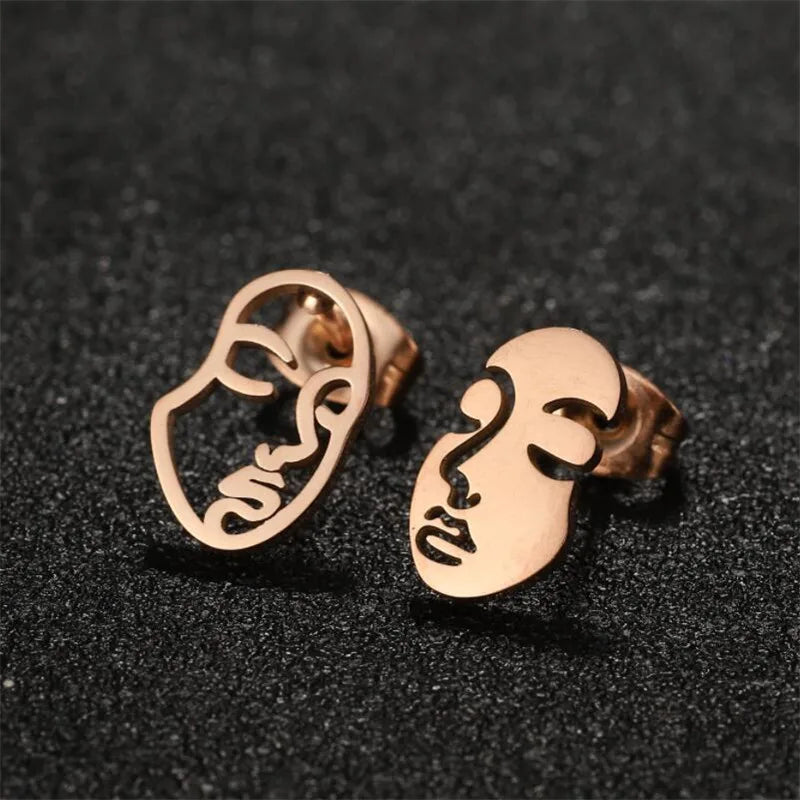 Abstract Face Stud Earrings