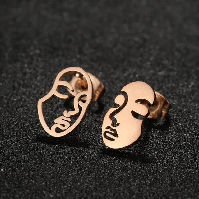 Abstract Face Stud Earrings