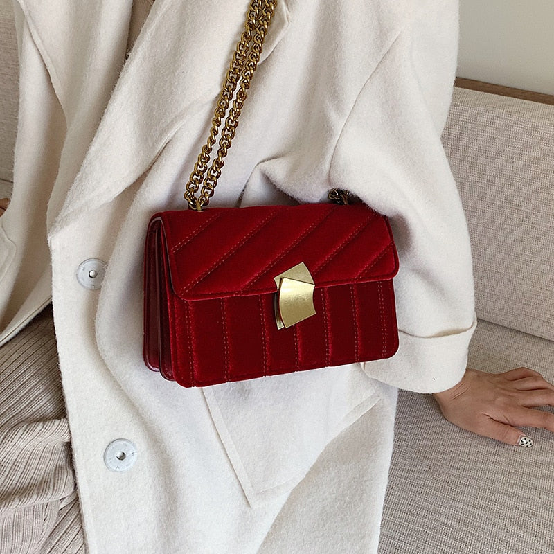 Vintage Velvet Chain Shoulder & Evening Clutch Bag