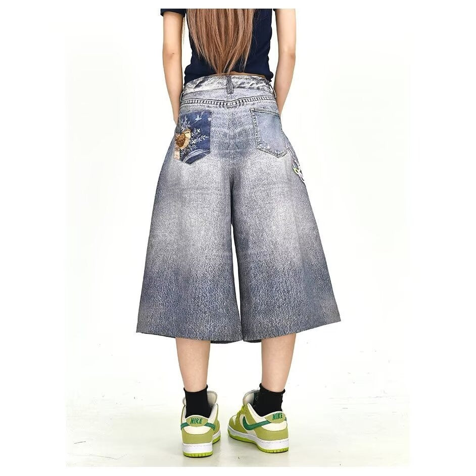 Patchwork Denim Shorts