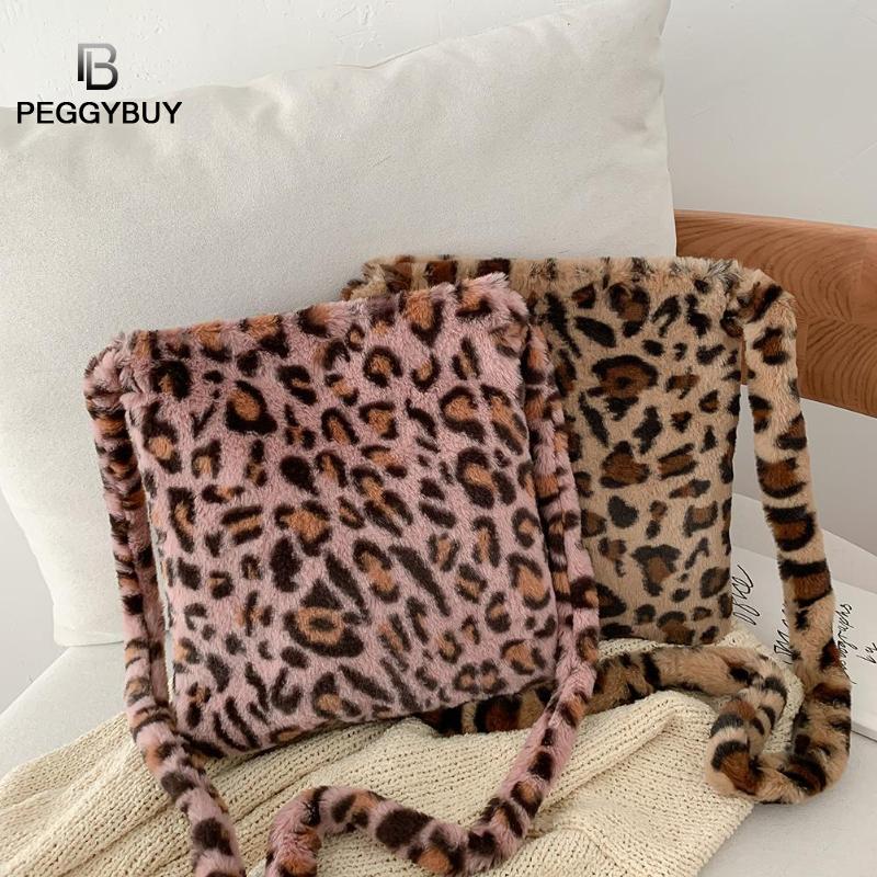 Leopard Plush Shoulder Bag