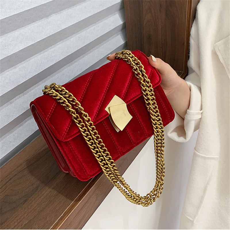 Vintage Velvet Chain Shoulder & Evening Clutch Bag