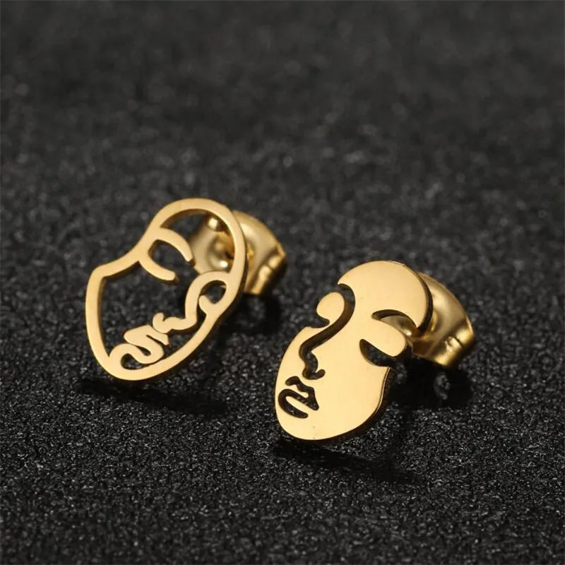 Abstract Face Stud Earrings