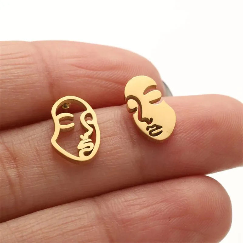 Abstract Face Stud Earrings