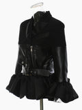 Women's Chic Belted PU Leather Cropped Jacket