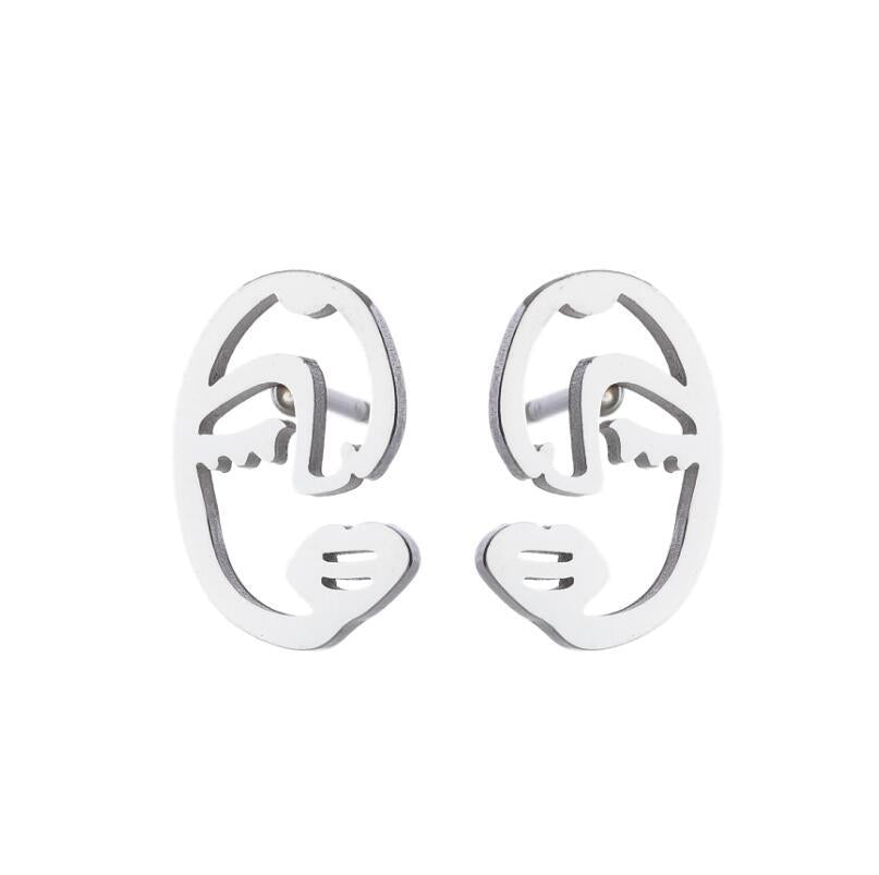 Abstract Face Stud Earrings