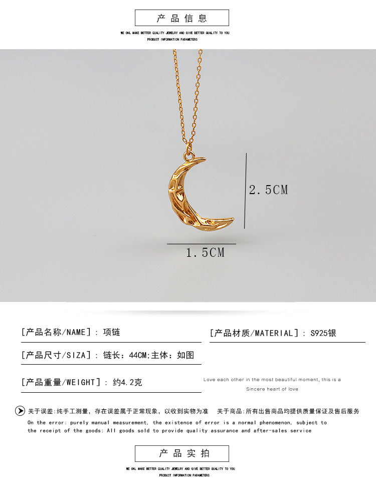 Vintage Gold Moon Pendant Necklace