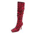 Leopard Print High-Heeled Boots