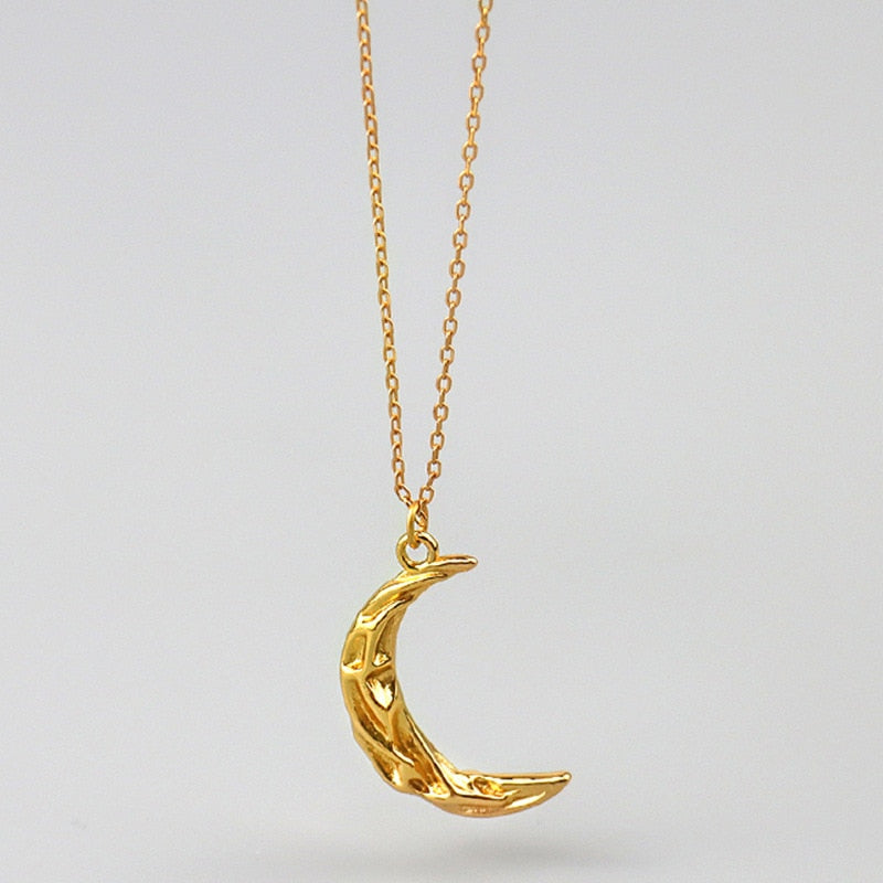 Vintage Gold Moon Pendant Necklace