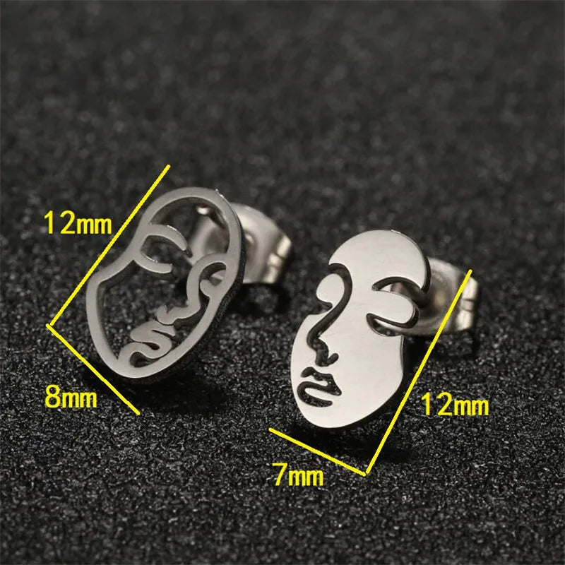 Abstract Face Stud Earrings