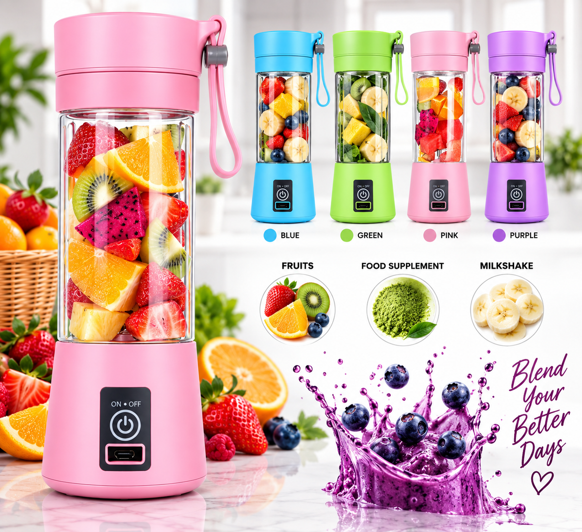 Sapphire Portable USB Rechargeable Mini Blender