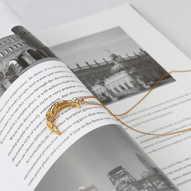 Vintage Gold Moon Pendant Necklace