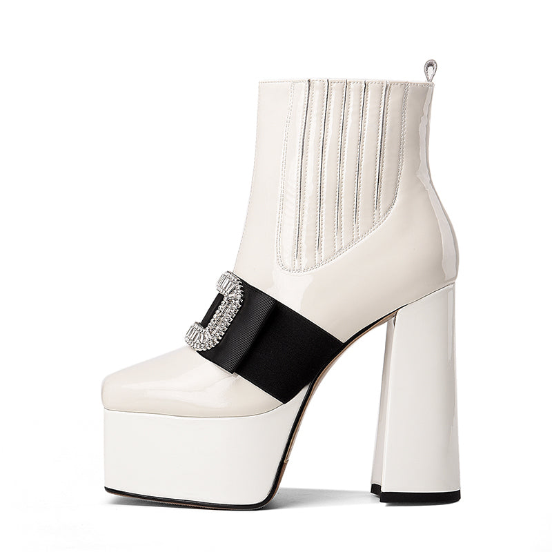 Double-Buckle Platform Ankle Boots