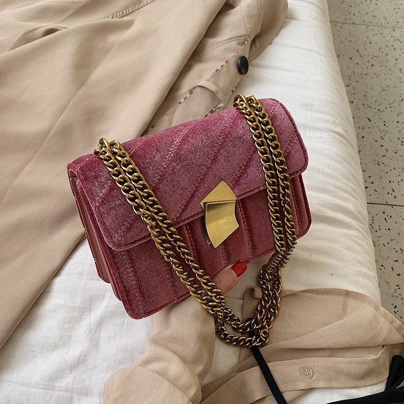 Vintage Velvet Chain Shoulder & Evening Clutch Bag