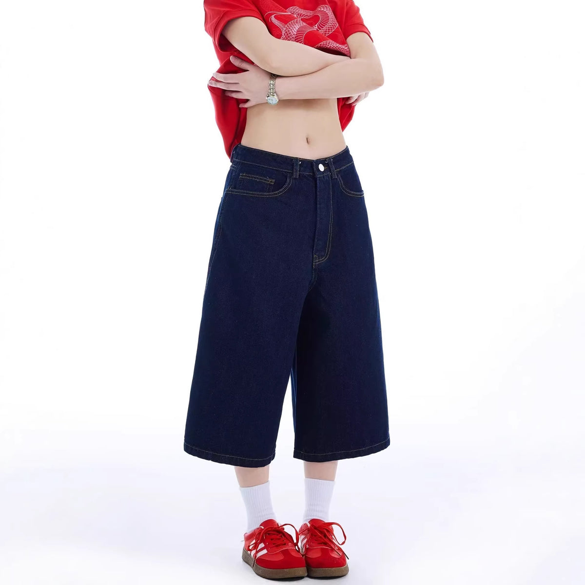Dark Blue Denim Shorts for Women