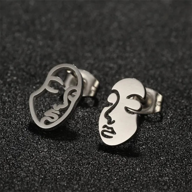Abstract Face Stud Earrings