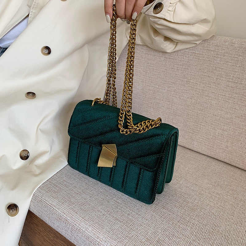 Vintage Velvet Chain Shoulder & Evening Clutch Bag