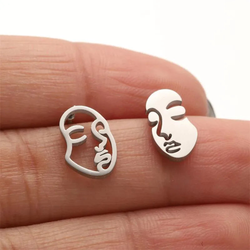 Abstract Face Stud Earrings